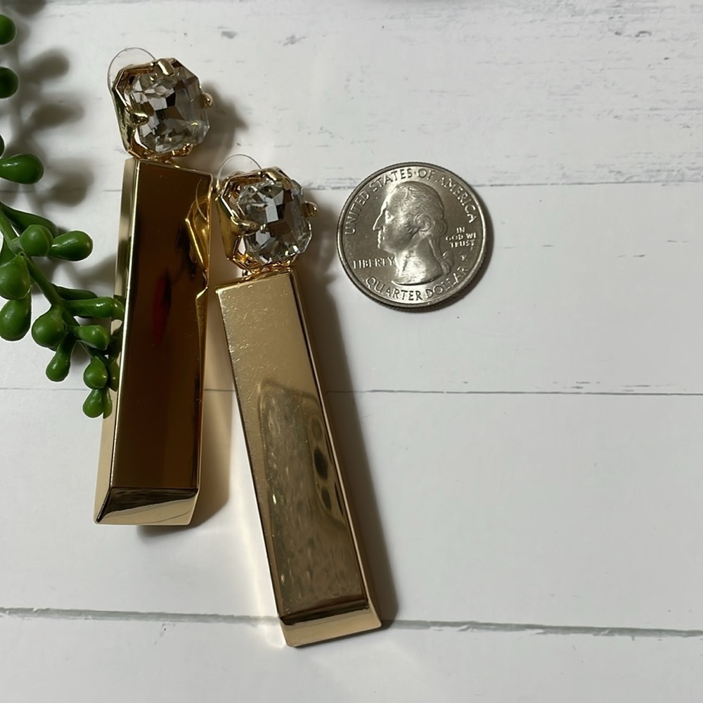 Zara Gold Rectangle Statement Earrings - image 8